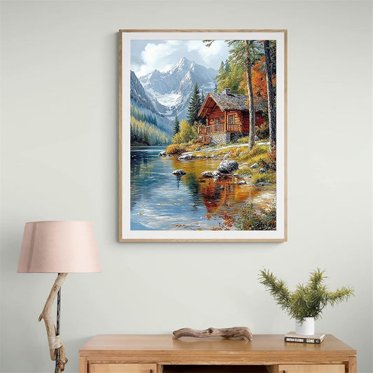 Niazidier DIY Wooden Framed Paint by Numbers Kits for Adults,Painting Kit on Canvas, Color by Numbers,Mini Adult Paint by Number for Home Wall Decor,Gifts (Landscape)