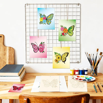 15 Pcs Unfinished Wood Crafts to Paint for Adults, 5.9x4.7 Inch Butterfly Paintable Wood Slices Craft Supplies with Ropes, Bulk Predrilled Wooden Ornaments for DIY Painting Craft Decor