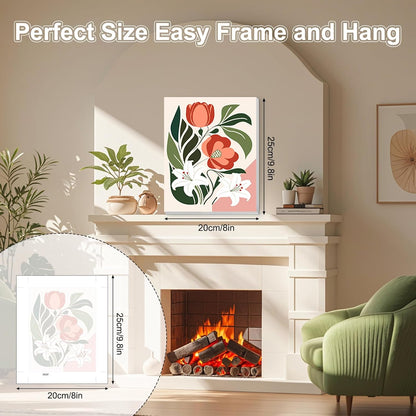TOSTOG Artistic Floral Arrangements 4 Pack Framed Canvas Paint by Numbers Art Kit for Adults and Kids, Beginner Acrylic Oil Painting Supplies with Wooden Frame for Home Wall Decor 20 * 25 cm/8 * 10 in
