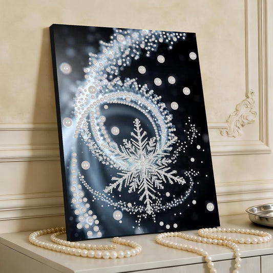 DIY Pearl Painting Kit with Wooden Frame, 3D Plastic Pearl Art Diamond Art Kits for Adults, Ready-to-Hang Home Decor, Gift for Women Beginners(Snowflake)(30 * 40cm)