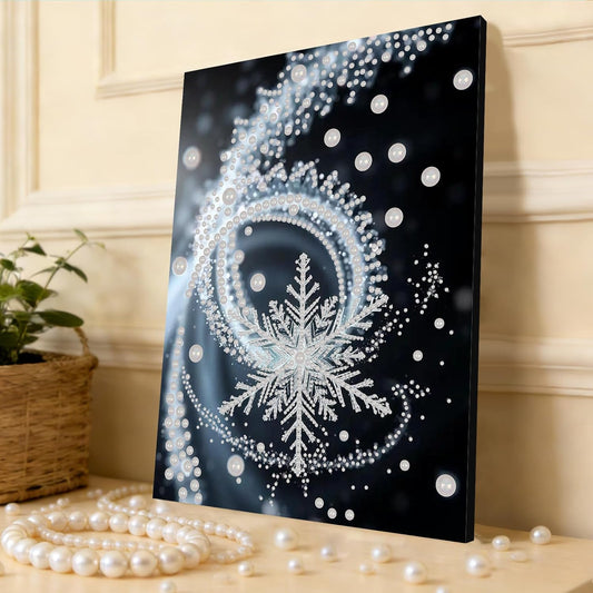 DIY Pearl Painting Kit with Wooden Frame, 3D Plastic Pearl Art Diamond Art Kits for Adults, Ready-to-Hang Home Decor, Gift for Women Beginners(Snowflake)(30 * 40cm)