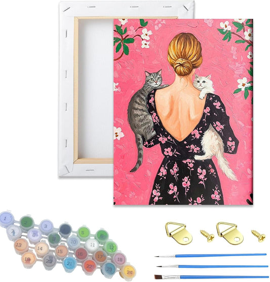 DIY Paint by Number for Adults,Wooden Framed Painting Kits for Adult,Easy Color by Numbers Acrylic,Small Paint by Number Canvas Crafts Watercolor for Beginner Room Decor (Woman)
