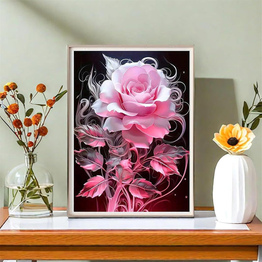 Jiqinsiye DIY Paint by Number for Adults,Wooden Framed Painting Kits for Adult,Easy Color by Numbers Acrylic,Small Paint by Number Canvas Crafts Watercolor for Beginner Room Decor (Rose)