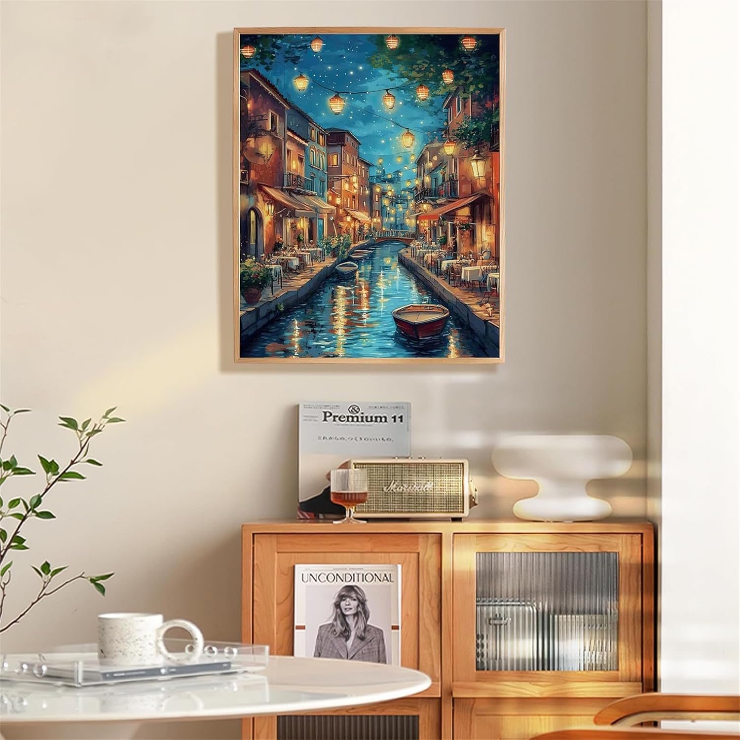 Niazidier DIY Paint by Numbers for Adults,Wooden Framed Painting by Number Kits on Canvas,Easy Color by Numbers for Beginner,Small Gifts Decor for Home Wall Room (Night)