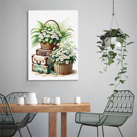 DIY Paint by Numbers for Adults,Wooden Framed Painting by Number Kits on Canvas,Acrylic Easy Color by Numbers for Beginner,Small Gifts Decor for Home Wall Room (Daisy)