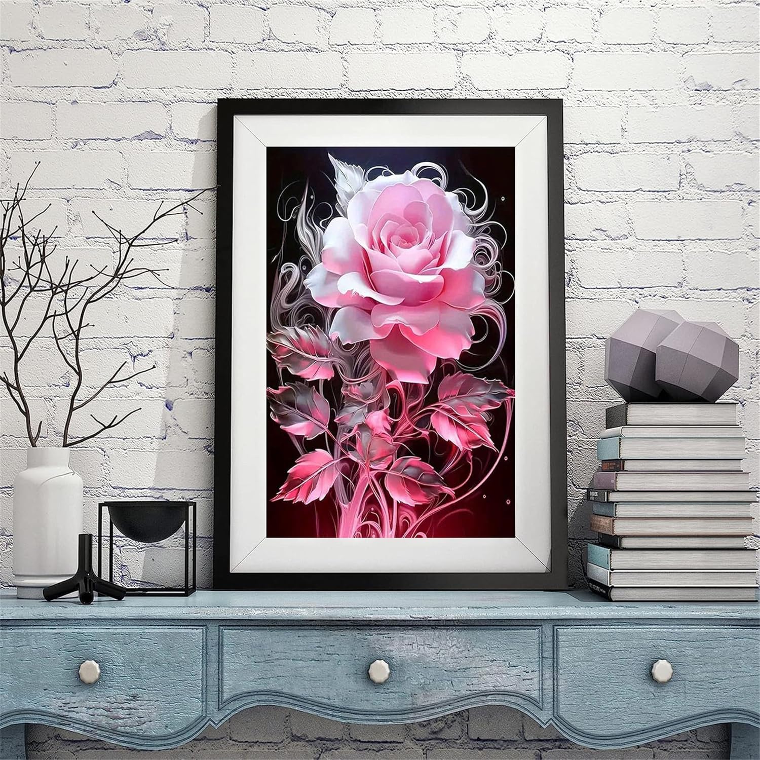 Jiqinsiye DIY Paint by Number for Adults,Wooden Framed Painting Kits for Adult,Easy Color by Numbers Acrylic,Small Paint by Number Canvas Crafts Watercolor for Beginner Room Decor (Rose)